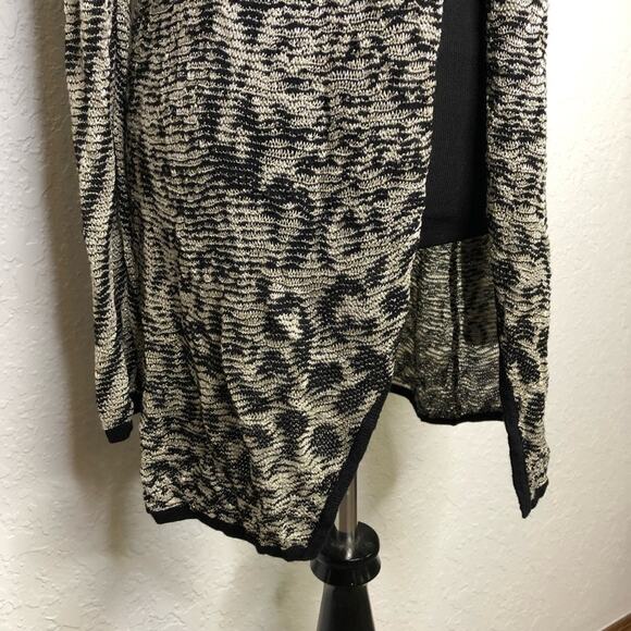 Cache black gold metallic animal print open front long cardigan size Small - Picture 4 of 13